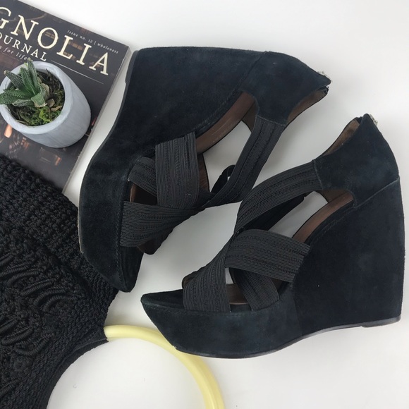 donald pliner black wedge sandals